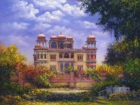 Hanif Shahzad, Mohatta Palace-III, 35 x 46 Inch, Oil on Canvas, Cityscape Painting, AC-HNS-044